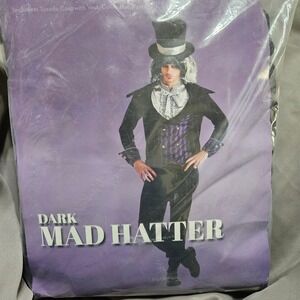 Dark Mad Hatter Mens Halloween Costume Black Purple Wonderland Medium Hauntlook
